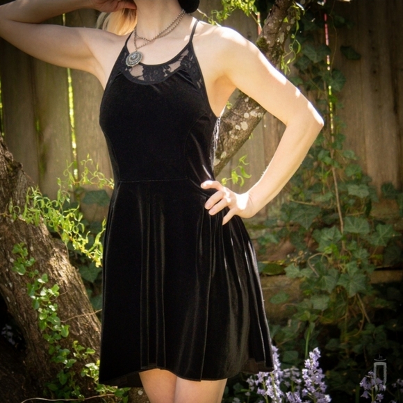 Free People Nightshade Strappy Lace Velvet Dress - Picture 6 of 6
